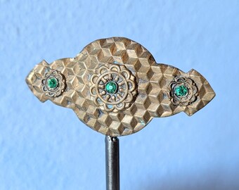 Vintage 1930s Rhinestone and Brass Brooch Unusual Design