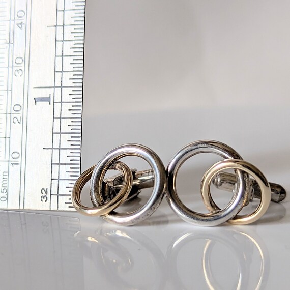 Vintage Signed Cufflinks Interlocking Circles Mod… - image 4
