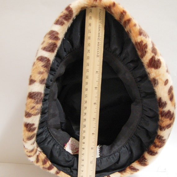 Vintage Faux Leopard Fur Hat Early 1960s Made for… - image 10