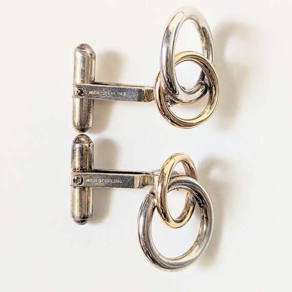 Vintage Signed Cufflinks Interlocking Circles Mod… - image 7