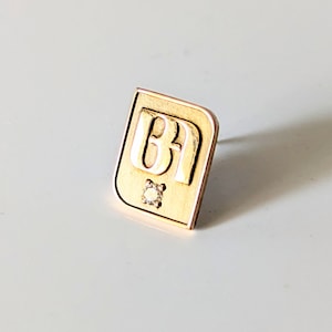 Vintage 14K Bank of America Tie Tack with Small Diamond B of A