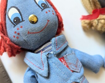 Vintage 1970s Levis Denim Rag Dolls Girl and Boy Knickerbocker