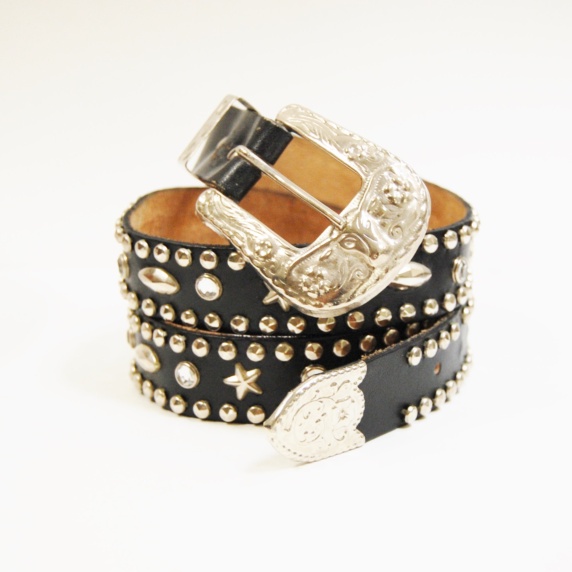 Vintage 80’s Robbie Nelson Wide Statement Belt Vintage Robbie Nelson USA White Genuine Leather Golden  main image 3
