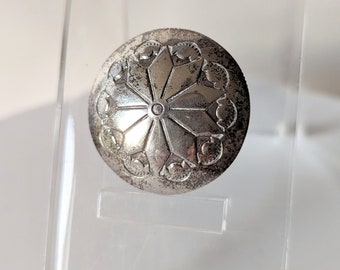 Vintage Stamped Concho Button Cover Authentic Silver Native American 70s