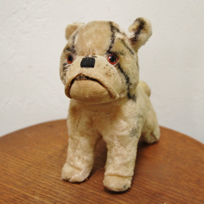 Vintage 1950s Mohair Bulldog Stuffed Animal Japan Toy Display Etsy