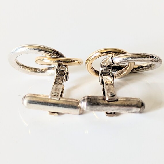 Vintage Signed Cufflinks Interlocking Circles Mod… - image 9