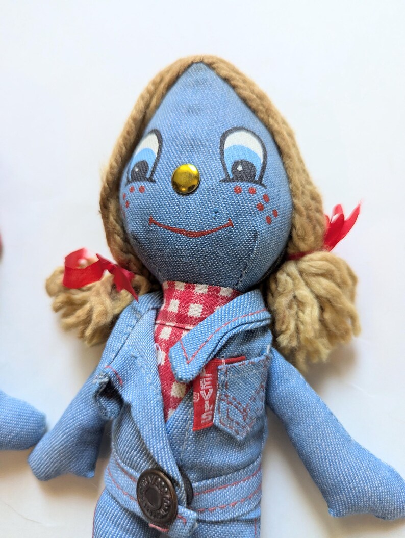 Vintage 1970s Levis Denim Rag Dolls Girl and Boy Knickerbocker Toys - Etsy