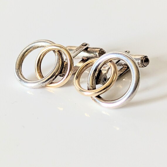 Vintage Signed Cufflinks Interlocking Circles Mod… - image 6