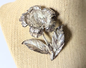 Vintage Sterling Flower Brooch