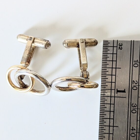Vintage Signed Cufflinks Interlocking Circles Mod… - image 10