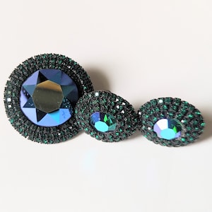 Vintage 1960s Blue Rhinestone Brooch and Earrings Set Big and Bold Weiss Aurora Borealis