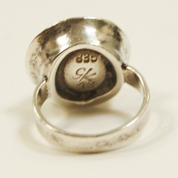 Vintage Silver Ring Orange Cabochon and 835 Signe… - image 3