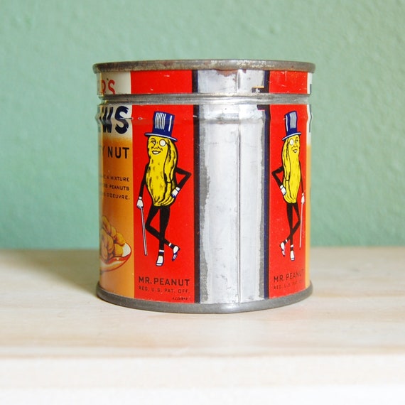 Vintage 1940s Cashew Nuts Tin 4 Oz Planters Advertising Display Mr