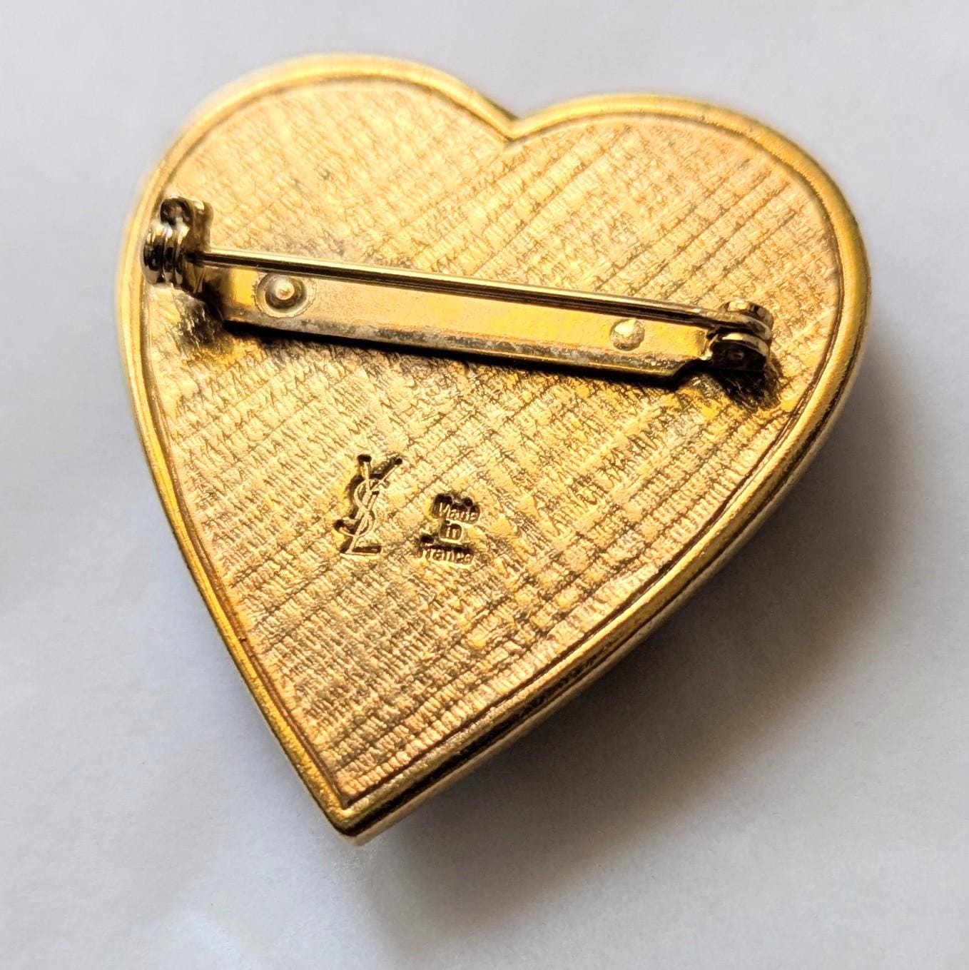 Vintage Yves Saint Laurent YSL Green Heart Brooch Large Size 1980s
