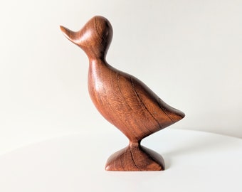 Vintage Denmark Carved Teak Duck Signed DK Danish Bird 1960s Mid Century Modern