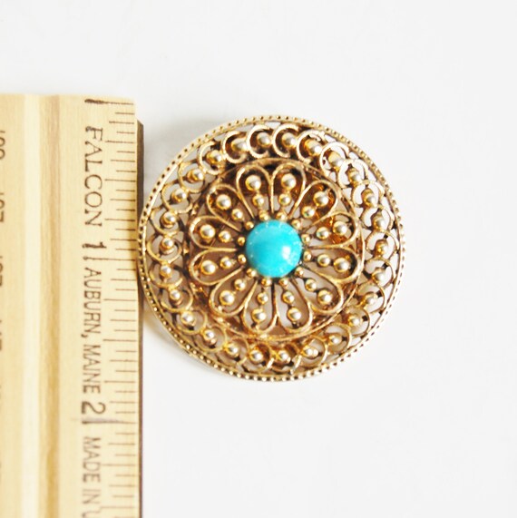 Vintage Brooch Scarf Clip Signed ART  Faux Persia… - image 3