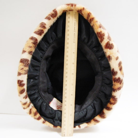 Vintage Faux Leopard Fur Hat Early 1960s Made for… - image 9