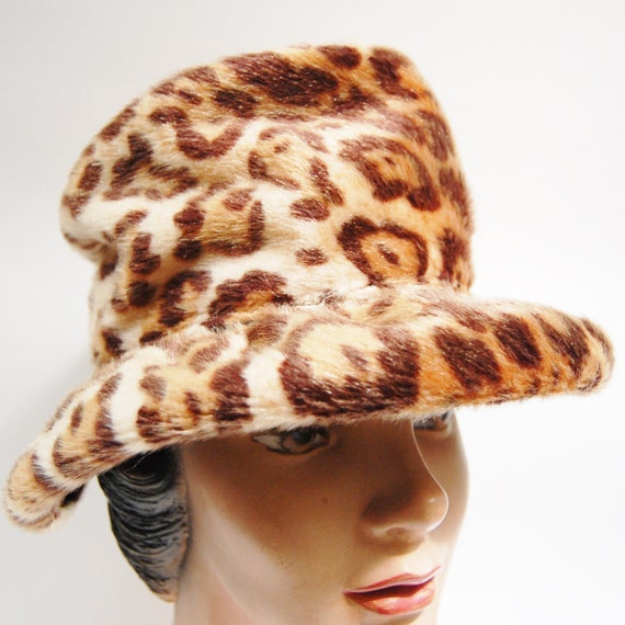 Vintage Faux Leopard Fur Hat Early 1960s Made for… - image 2