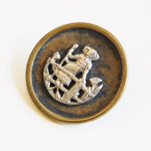 Antique Picture Button Little Bo Peep Large Victorian Ornate Edwardian 1900s image 4