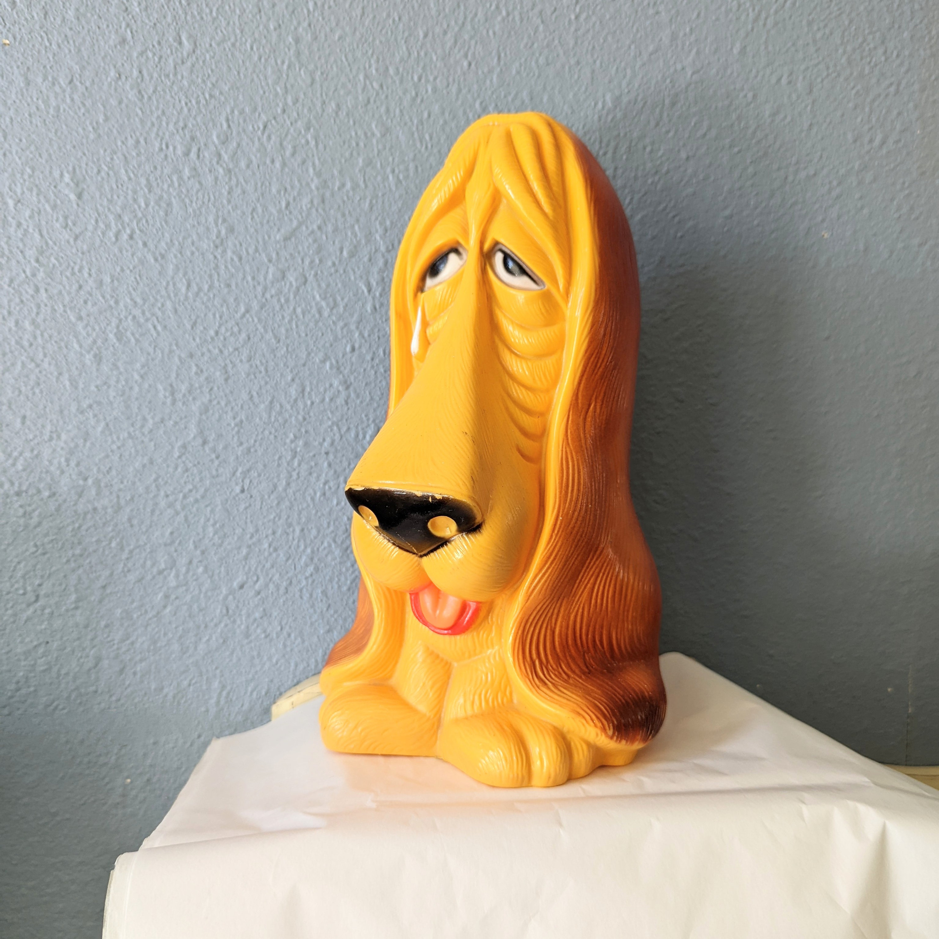 Vintage 1970s Sad Basset Hound Dog Bank Crying My Toy Inc 1971