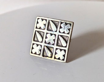 Vintage NGA Sterling Silver Checker Board Design Brooch Pendant National Gallery of Art