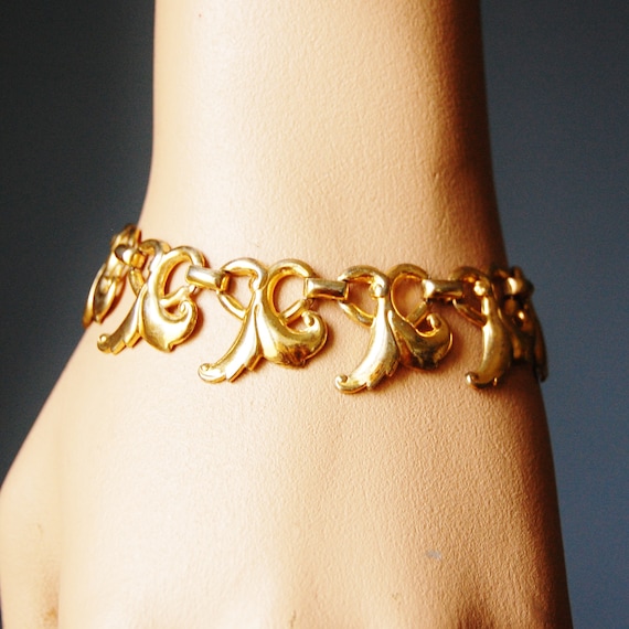 Vintage 1950s Gilt Sterling Silver Moderne Link Bracelet