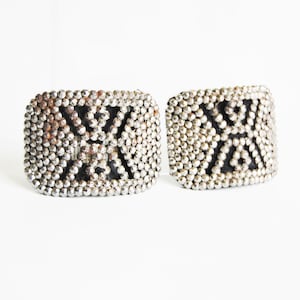 Antique Cut Steel Shoe Buckles Signed JMG France Matching Pair 1920s Art Deco