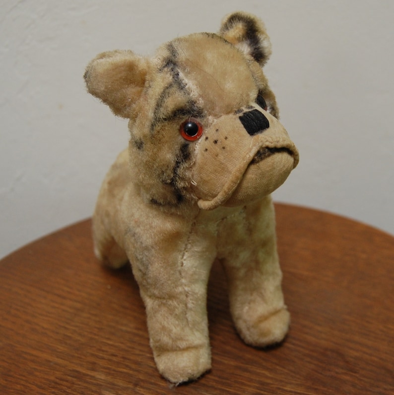 Vintage 1950s Mohair Bulldog Stuffed Animal Japan Toy Display Etsy
