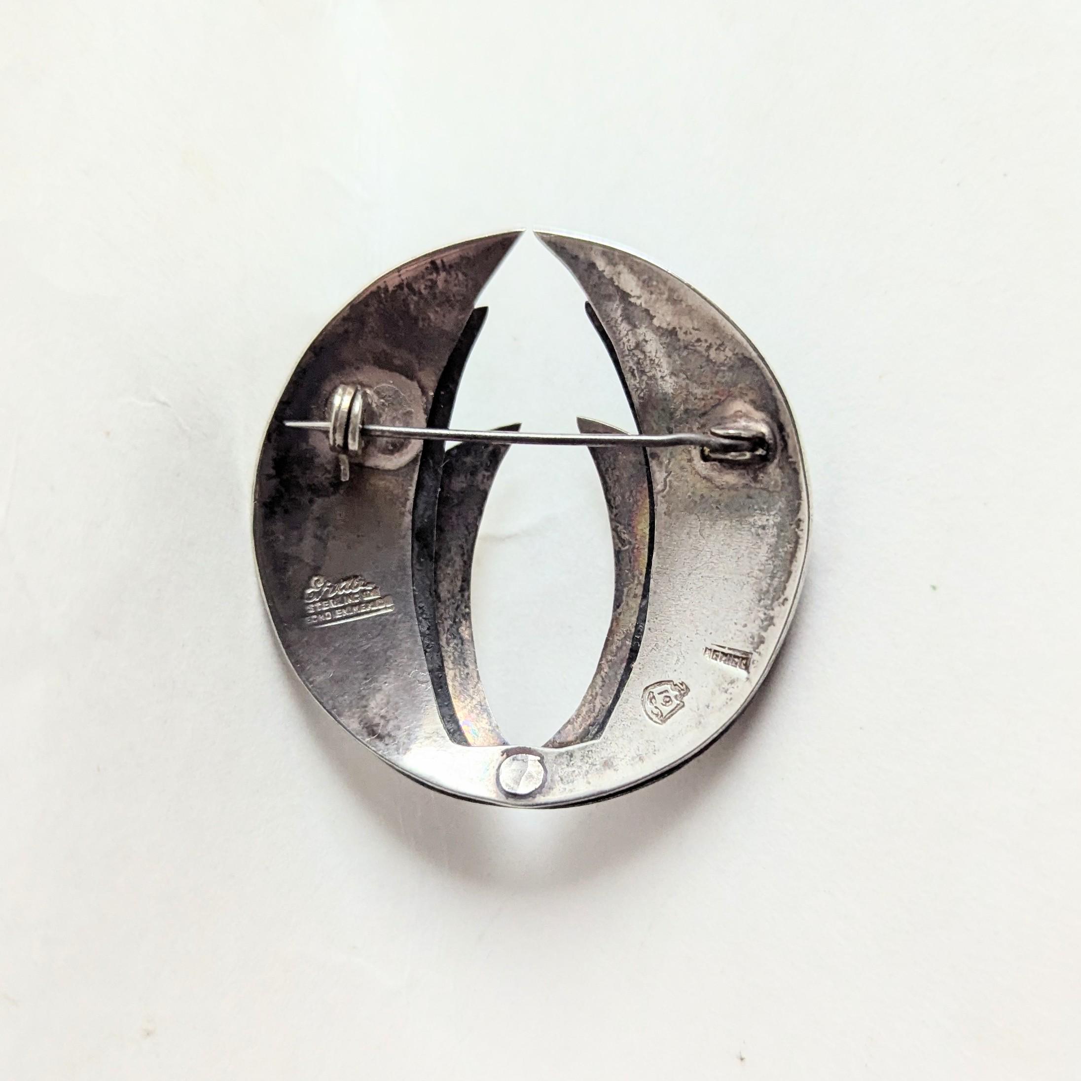 Broche Cubiste Vintage En Argent Sterling 925 - Poids 17,5 G - Fabriquée Au Mexique - Occasion à Nettoyer