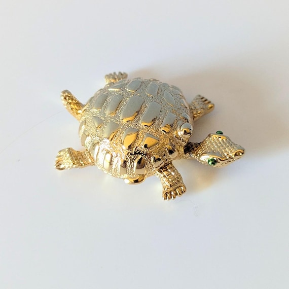 Vintage 1970s Turtle Solid Perfume Compact Helena… - image 1