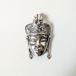 Vintage Goddess Face Brooch Sterling Silver Large and Dramatic