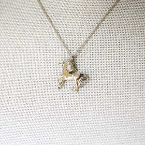 Vintage Unicorn Pendant Necklace Sterling Silver 1980s 18 Inch Chain 925 image 5