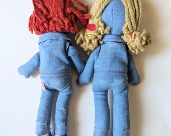 Vintage 1970s Levis Denim Rag Dolls Girl and Boy Knickerbocker