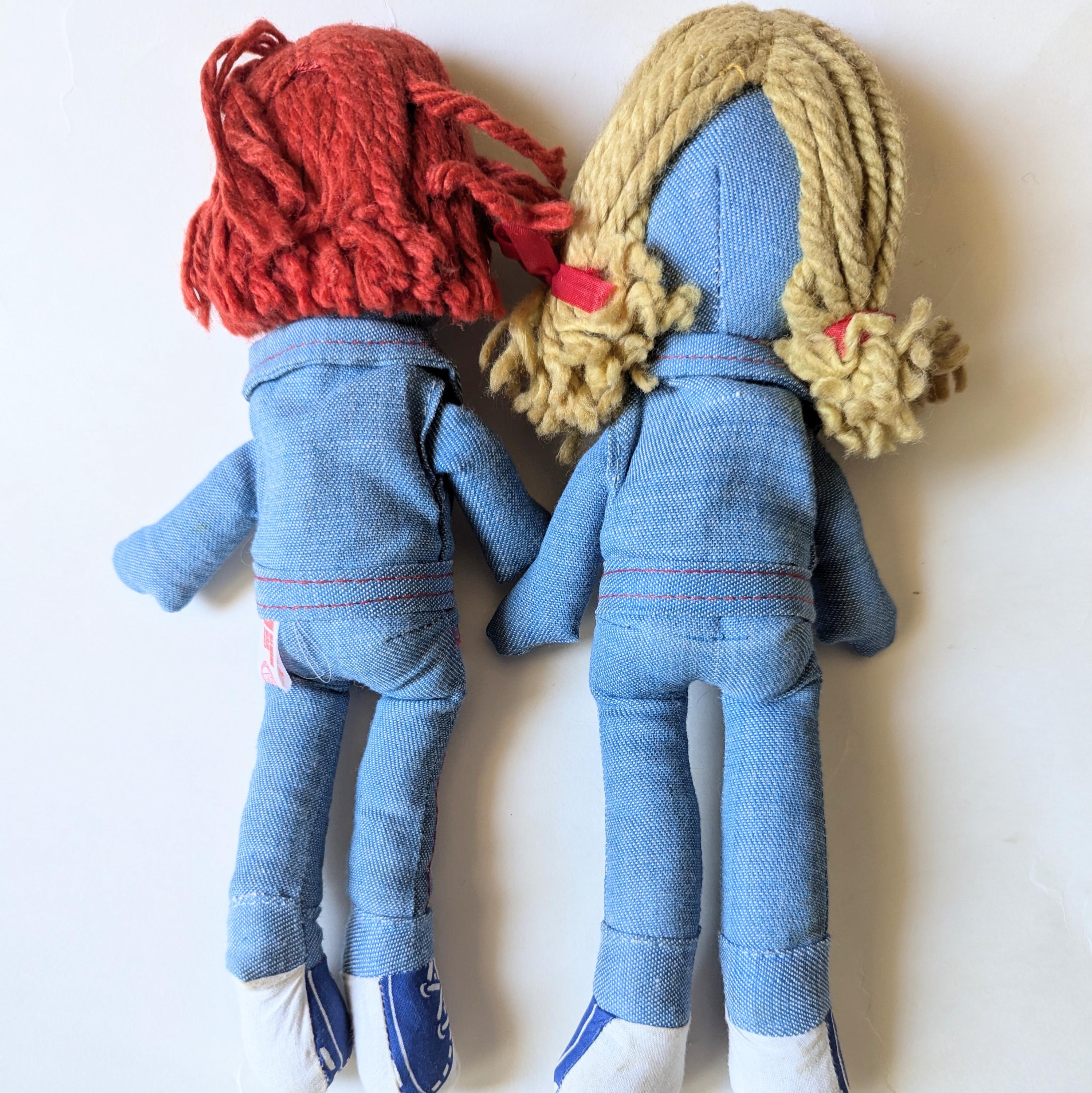 Vintage 1970s Levis Denim Rag Dolls Girl and Boy Vintage 1970s Levis Denim Rag Dolls Girl and Boy