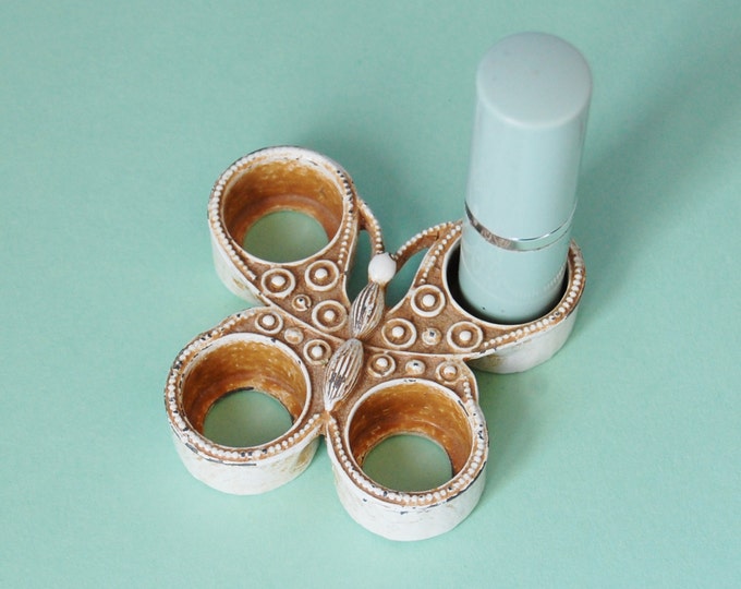 Vintage Florenza Lipstick Holder 1960s Butterfly Vanity Mod Enamel Etsy