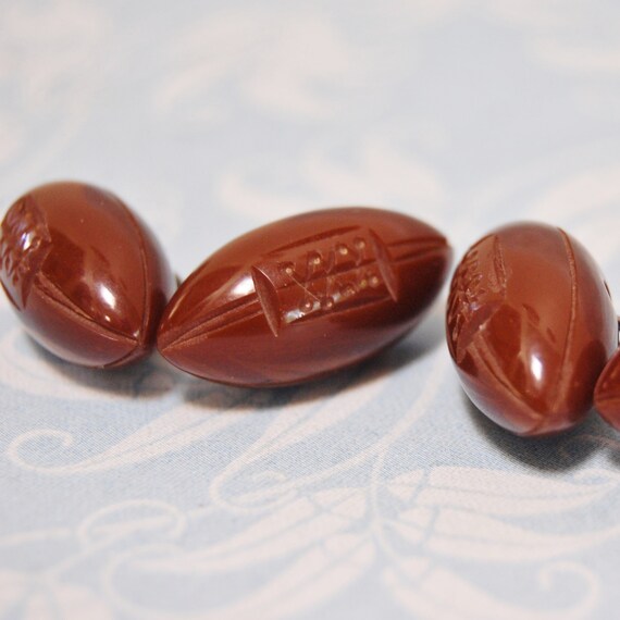 Vintage Bakelite Football Cuff Links 1940s Carved