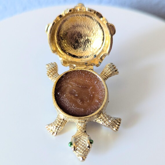 Vintage 1970s Turtle Solid Perfume Compact Helena… - image 2