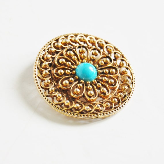 Vintage Brooch Scarf Clip Signed ART  Faux Persia… - image 4