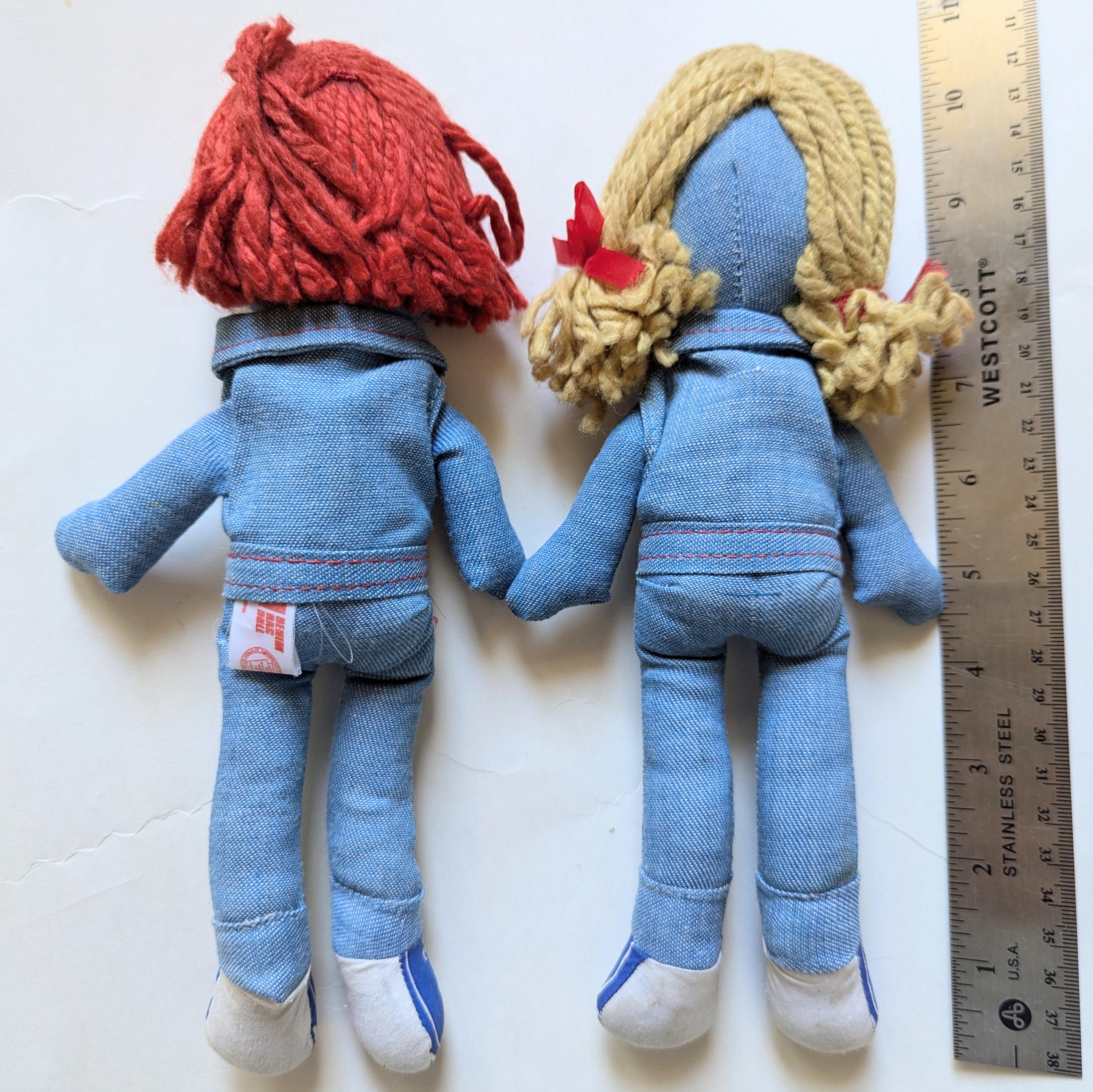 Vintage 1970s Levis Denim Rag Dolls Girl and Boy Knickerbocker