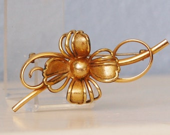 Vintage 1950s Brooch 12K Gold Filled Forstner Flower Motif