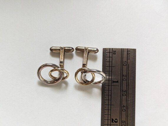 Vintage Signed Cufflinks Interlocking Circles Mod… - image 8