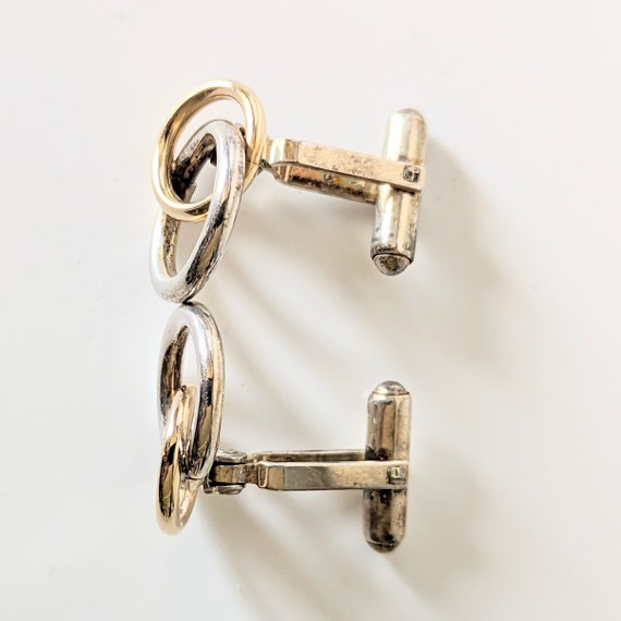 Vintage Signed Cufflinks Interlocking Circles Mod… - image 5