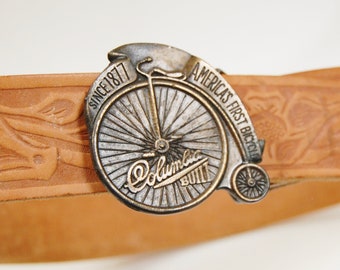 Vintage 1974 Bergamot Brass Works Columbia Penny Farthing Bicycle Belt Buckle
