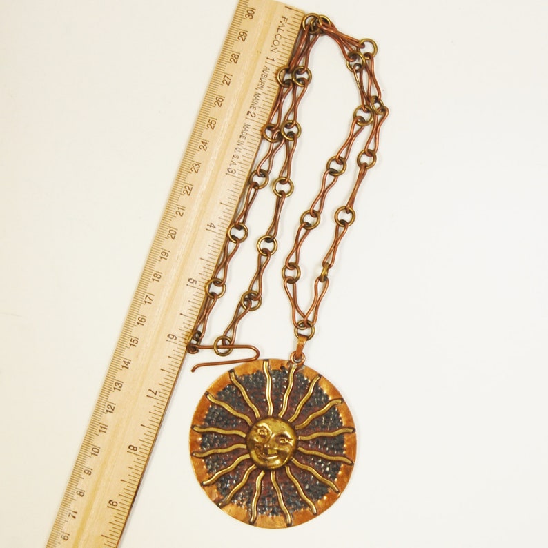 Vintage Cobre Mexico Mixed Metal Necklace Brass and Copper Sun Etsy