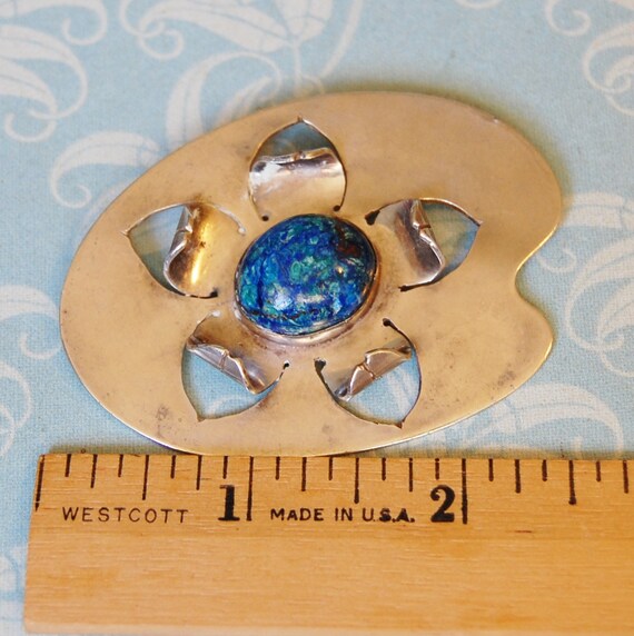 Sterling Vintage Arts and Crafts Brooch Cabochon … - image 4