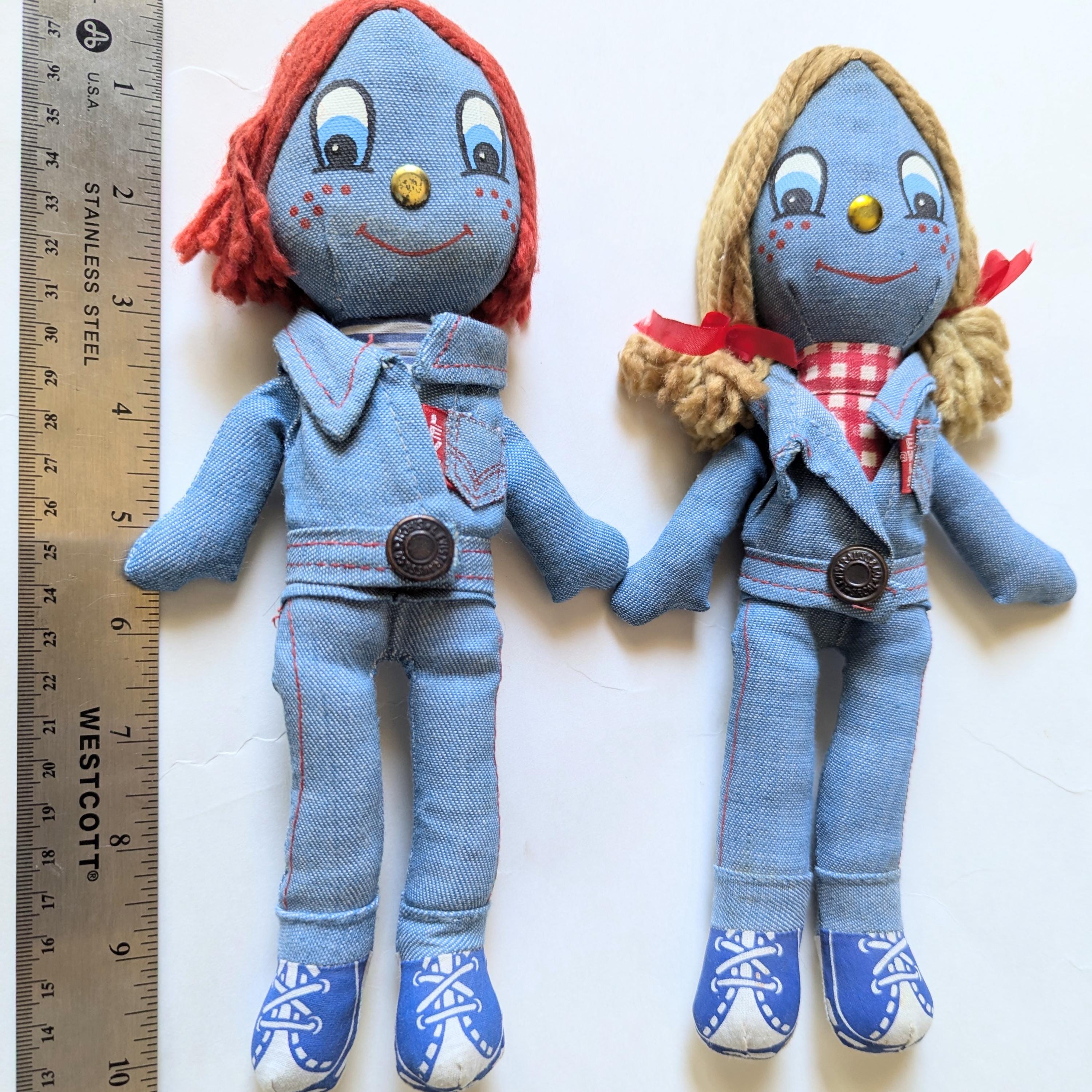 Levi's Denim Rag Doll リーバイス人形　2体SET Vintage 1970s Levis Denim Rag Dolls Girl and Boy Knickerbocker