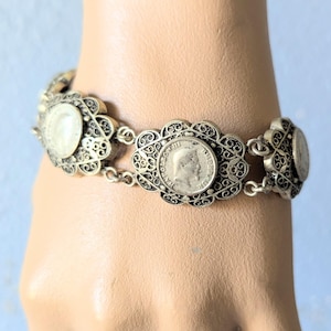 Vintage Coin Bracelet Napoleon III French  Unusual and Ornate