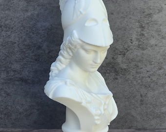 Athena Bust Statue, Greek Goddess Sculpture 3D Printed, Warrior Goddess Decor, Ancient Greek Statue, Mythology Gift, Athena Helmet Art