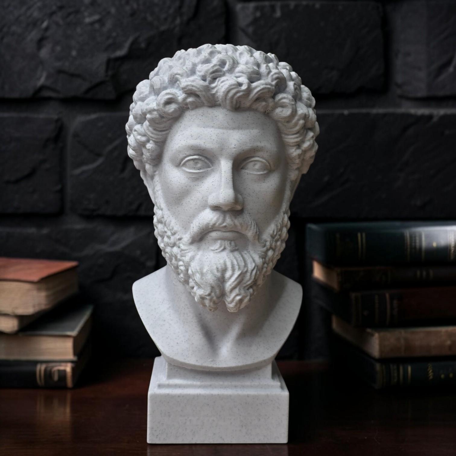 Marcus Aurelius Head Bust, Stoic Philosopher Minimalist Sculpture, Roman Emperor Decor, Meditations Gift, Dark Academia Art