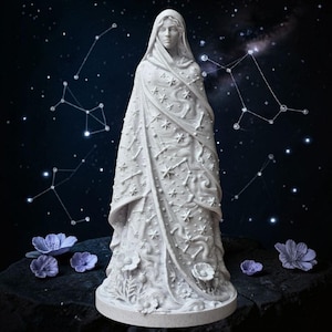 Nyx Goddess of Night Statue, Dark Feminine Moon Goddess, Pagan Home Decor, Gothic Witch Altar Decor